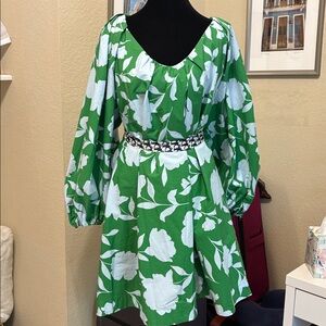 Kate Spade Green Leaf Print Dress sz XL new w tags. Has pockets! 🙃